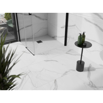 Mexen Stone+ štvorcová kompozitová sprchová vanička 100 x 100 cm, biela, čierny poťah - 44101010-B