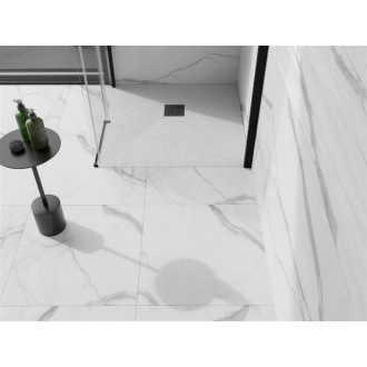 Mexen Stone+ štvorcová kompozitová sprchová vanička 100 x 100 cm, biela, čierny poťah - 44101010-B