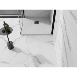 Mexen Stone+ štvorcová kompozitová sprchová vanička 100 x 100 cm, biela, čierny poťah - 44101010-B