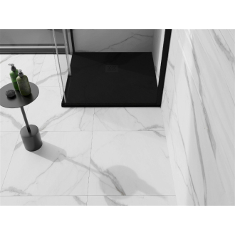 Mexen Stone+ štvorcová kompozitová sprchová vanička 100 x 100 cm, čierna, čierny poťah - 44701010-B
