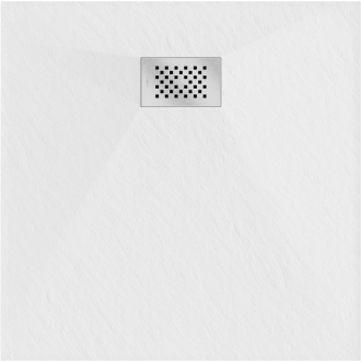 Mexen Hugo štvorcová sprchová vanička SMC 90 x 90 cm, biela, nerezový kryt - 42109090-X