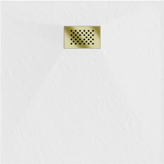 Mexen Hugo štvorcová sprchová vanička SMC 90 x 90 cm, biela, zlatý kryt - 42109090-G