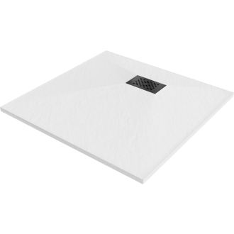 Mexen Hugo štvorcová sprchová vanička SMC 90 x 90 cm, biela, čierny kryt - 42109090-B