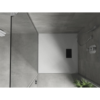 Mexen Hugo štvorcová sprchová vanička SMC 90 x 90 cm, biela, čierny kryt - 42109090-B