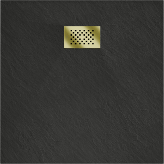 Mexen Hugo štvorcová sprchová vanička SMC 80 x 80 cm, čierna, zlatý kryt - 42708080-G