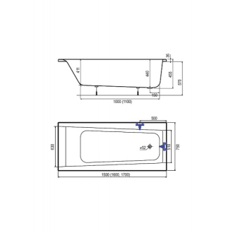 Vaňa Idea PLUS 160/75 bez nôh ID1600PLUS