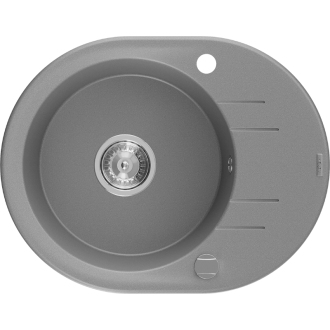 Mexen Kevin 1miskový granitový drez s odkvapkávačom 586 x 458 mm, sivý, chrómový sifón - 6517581005-71