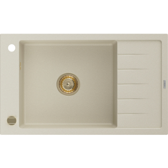 Mexen Elias 1miskový granitový drez s odkvapkávačom 795 x 480 mm, béžový, zlatý sifón - 6511791005-69-G