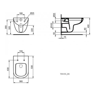 Ideal Standard TEMPO T041501 závesný klozet RIMLESS