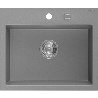 Mexen Oscar 1miskový granitový drez 580 x 490 mm, sivý, chrómový sifón - 6519581000-71