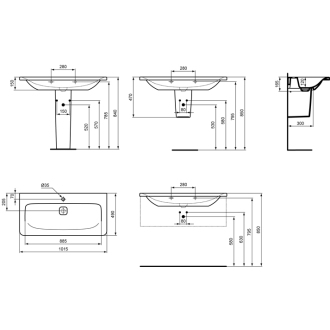Ideal Standard TONIC II K086201 umývadlo 100x49 bez prepadu