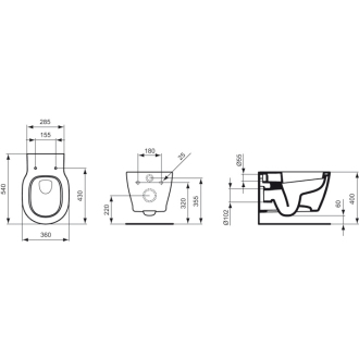 Ideal Standard CONNECT E823201 klozet závesný s hlbokým splachovaním