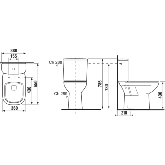 JIKA Deep H8266170002801 Wc kombi komplet spodný odpad, bočné napúšťanie