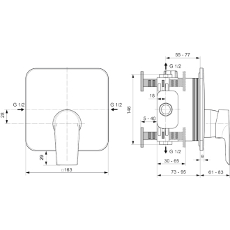 Ideal Standard TESI podomietková sprchová batéria - horný diel A6585AA