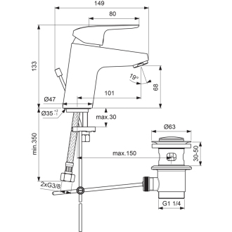 Ideal Standard CERAFLEX B 1708 AA umývadlová stojanková batéria s výpustou