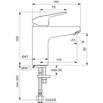 Ideal Standard CERAFLEX B 1714 AA GRANDE umývadlová stojanková batéria bez výpuste
