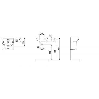 LAUFEN PRO umývadlo 45x33 H8159520001041 s otvorom