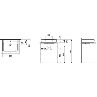 LAUFEN PRO A umývadlo s otvorom 60x48 H8.1795.2.000.104.1