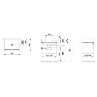 LAUFEN LIVING CITY umývadlo bez otvoru 60x46 H8.1743.4.000.109.1 brúsená biela