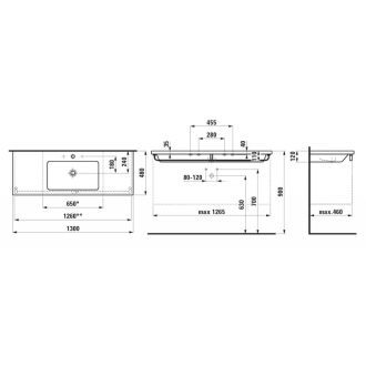 LAUFEN LIVING SQ umývadlo 130x48 cm H8164350001041
