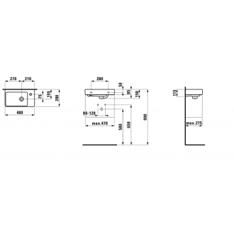 LAUFEN PRO S umývadlo s otvorom 48x28 H8.1595.4.000.104.1