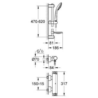 GROHE GROHTHERM 2000 NEW termostatická sprchová batéria+sprch.set 34195001 chróm