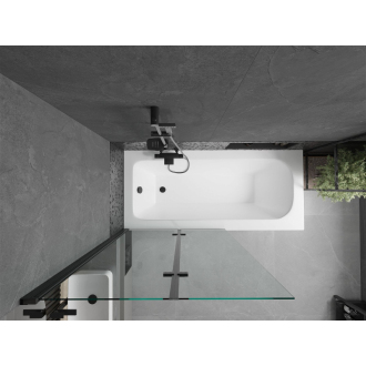 Mexen Vega obdĺžniková vaňa 160 x 70 cm s plášťom a 2 krídlovou zástenou 100 cm, priehľadná, čierna - 550116070X9210027000