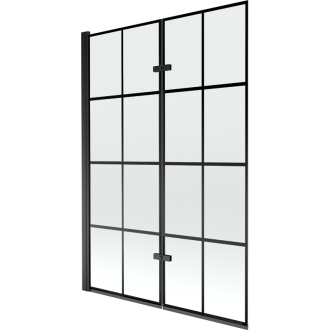 Mexen Castor 2-krídlová vaňová zástena 120 x 150 cm, čierny vzor, čierna - 892-120-002-70-77