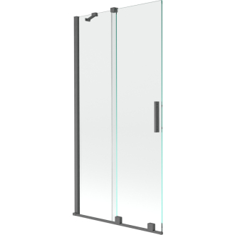 Mexen Velar 2-krídla vaňová zástena posuvná 95 x 150 cm, transparentná, pištoľová šedá kartáčovaná - 896-095-000-01-66