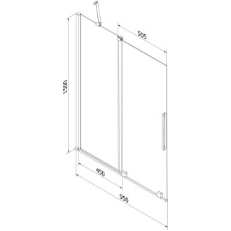 Mexen Velar 2-krídla vaňová zástena posuvná 95 x 150 cm, transparentná, pištoľová šedá kartáčovaná - 896-095-000-01-66
