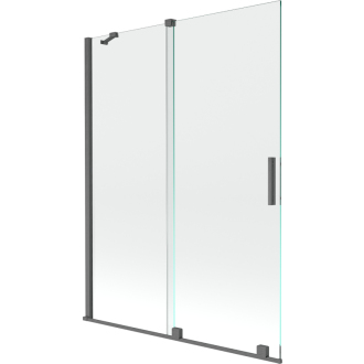 Mexen Velar 2-krídlová vaňová zástena posuvná 130 x 150 cm, transparentná, pištoľová šedá kartáčovaná - 896-130-000-01-66