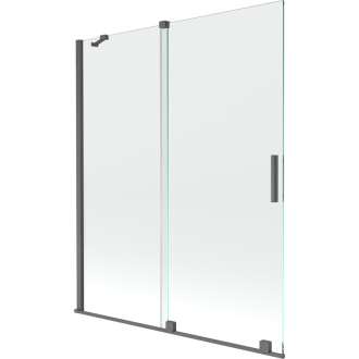Mexen Velar 2-krídlová vaňová zástena posuvná 140 x 150 cm, transparentná, pištoľová šedá kartáčovaná - 896-140-000-01-66