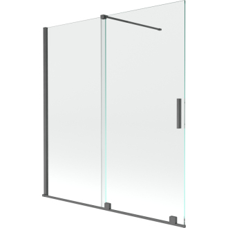 Mexen Velar 2-krídla vaňová zástena posuvná 150 x 150 cm, transparentná, pištoľová šedá kartáčovaná - 896-150-000-01-66