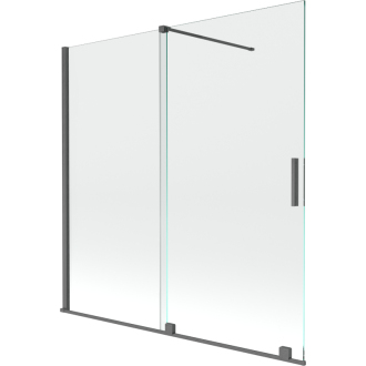 Mexen Velar 2-krídla vaňová zástena posuvná 160 x 150 cm, transparentná, pištoľová šedá kartáčovaná - 896-160-000-01-66