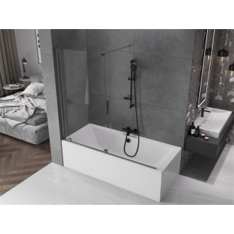 Mexen Velar 2-krídlová vaňová zástena posuvná 170 x 160 cm, transparentná, pištoľová šedá kartáčovaná - 896-170-000-01-66