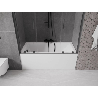 Mexen Velar Duo vaňová zástena, 2-krídla, posuvná, 140 x 150 cm, transparentná, pištoľová sivá kartáčovaná - 896-140-000-02-66