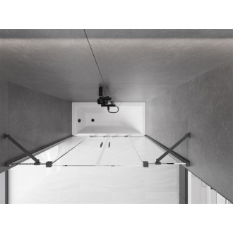 Mexen Velar Duo vaňová zástena, 2-krídla, posuvná, 140 x 150 cm, transparentná, pištoľová sivá kartáčovaná - 896-140-000-02-66