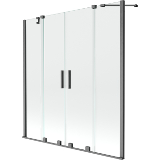 Mexen Velar Duo vaňová zástena, 2-krídla, posuvná, 150 x 150 cm, transparentná, pištoľová šedá kartáčovaná - 896-150-000-02-66