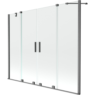 Mexen Velar Duo vaňová zástena, 2-krídla, posuvná, 190 x 150 cm, transparentná, pištoľová šedá kartáčovaná - 896-190-000-02-66