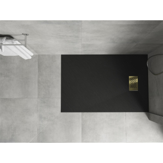 Mexen Hugo obdĺžniková sprchová vanička SMC 100 x 90 cm, čierna, zlatý kryt - 42709010-G