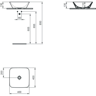 Ideal Standard CONNECT Air E034701 umývadlo 40x40