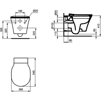 Ideal Standard CONNECT Air E015501 klozet RIMLESS 36x54x35