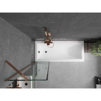 Mexen Next vaňová zástena jednokrídlová 50 x 150 cm, čierny vzor, ružové zlato - 895-050-000-00-70-60