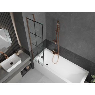Mexen Next vaňová zástena jednokrídlová 50 x 150 cm, čierny vzor, ružové zlato - 895-050-000-00-77-60