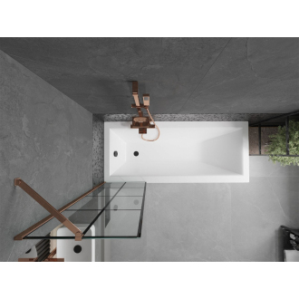 Mexen Next vaňová zástena jednokrídlová 50 x 150 cm, čierny vzor, ružové zlato - 895-050-000-00-77-60