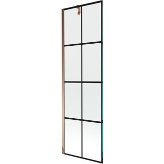 Mexen Next vaňová zástena jednokrídlová 60 x 150 cm, čierny vzor, ružové zlato - 895-060-000-00-77-60