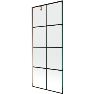 Mexen Next vaňová zástena jednokrídlová 80 x 150 cm, čierny vzor, ružové zlato - 895-080-000-00-77-60