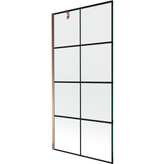 Mexen Next vaňová zástena jednokrídlová 90 x 150 cm, čierny vzor, ružové zlato - 895-090-000-00-77-60