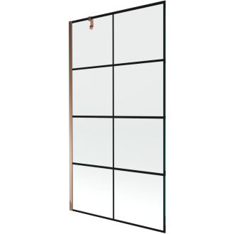 Mexen Next vaňová zástena jednokrídlová 100 x 150 cm, čierny vzor, ružové zlato - 895-100-000-00-77-60