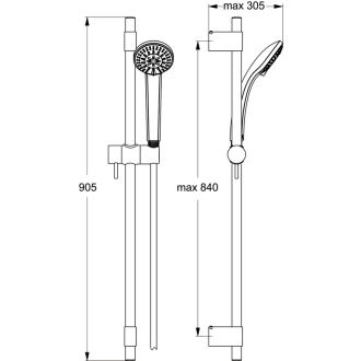 Ideal Standard IDEALRAIN PRO B9832AA sprchová kombinácia 900 mm s 3-funkčnou sprchou